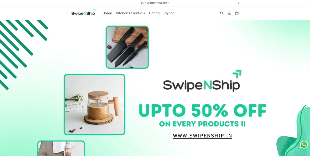 SwipeNShip Shopify ecommerce storefront